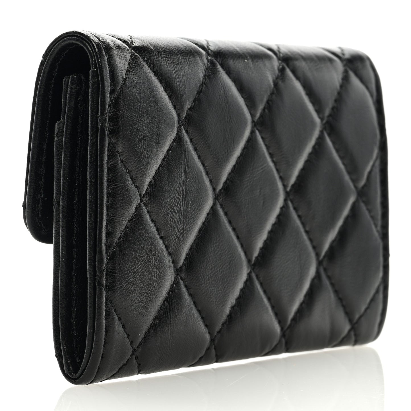 Aged Calfskin Quilted Reissue Flap Card Holder So Black