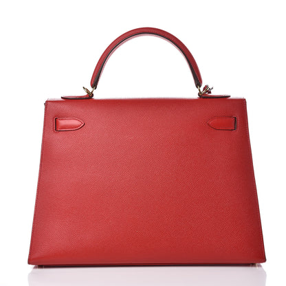 Hermes Epsom Kelly Sellier 32 Rouge Casaque 4 of 37