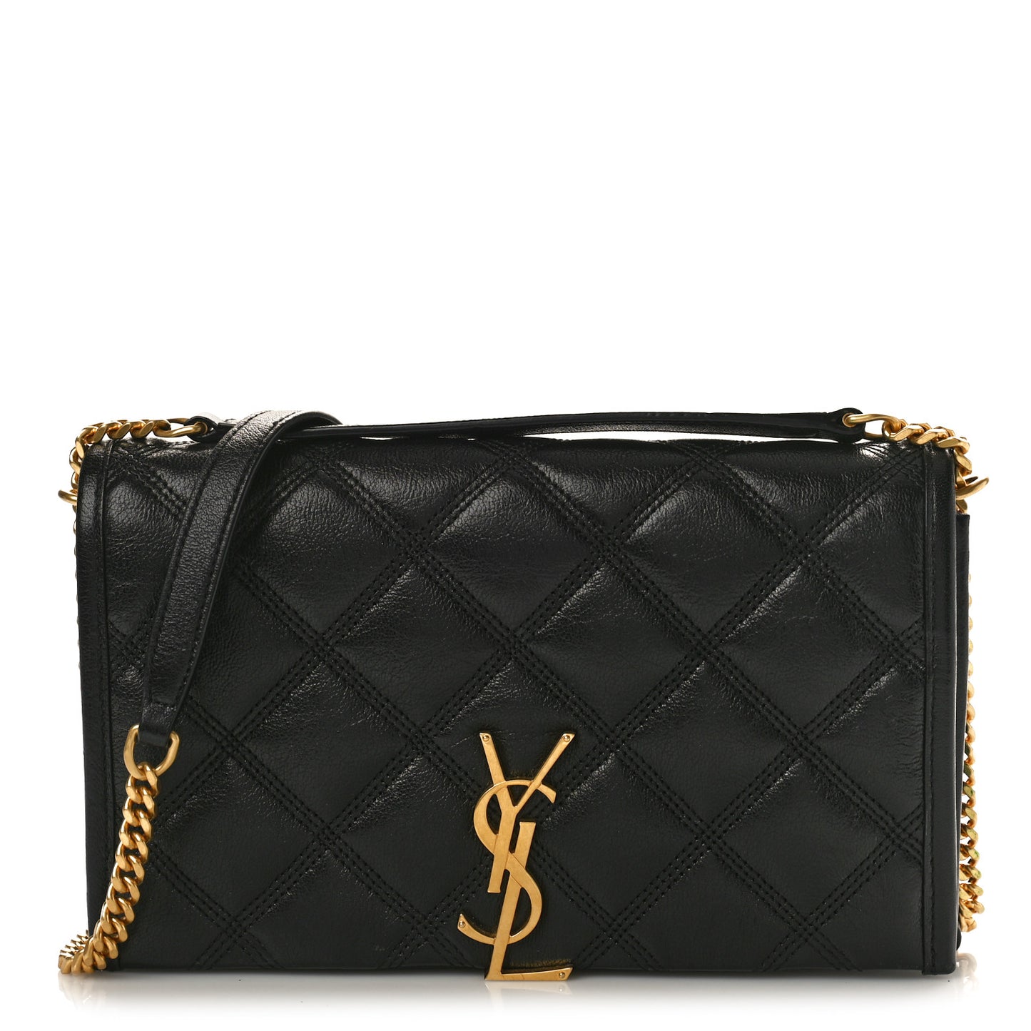 Lambskin Diamond Quilted Becky Chain Wallet Black