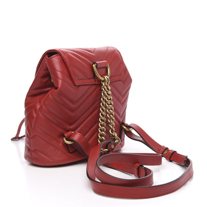Gucci Calfskin Matelasse GG Marmont Flap Backpack Hibiscus Red 2 of 8