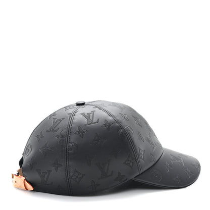 Louis Vuitton Calfskin Monogram Shadow Baseball Cap 60 Black 6 of 8