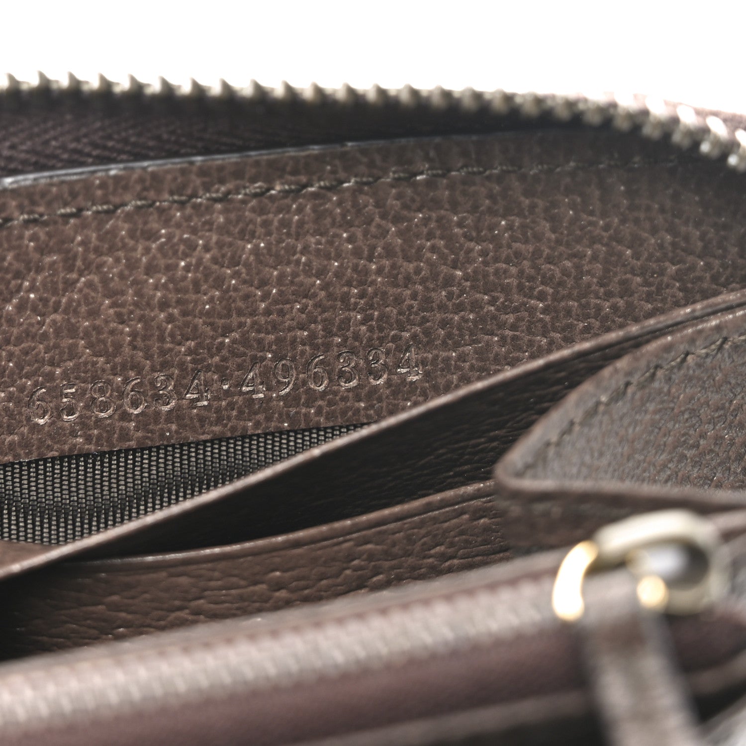 Gucci Monogram Jumbo GG Textured Dollar Calfskin Diana Zip Around Continental Wallet Camel Ebony New Acero 7 of 7