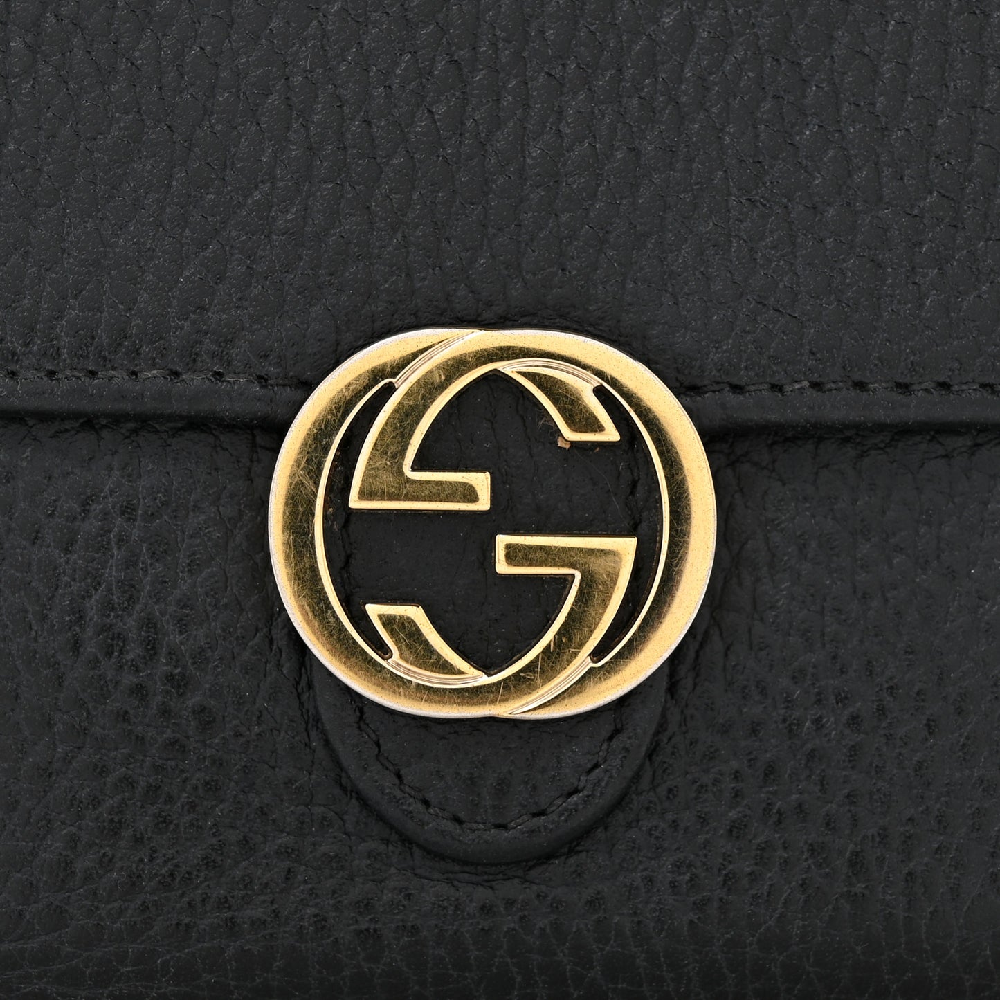 Dollar Calfskin Interlocking G French Wallet Black