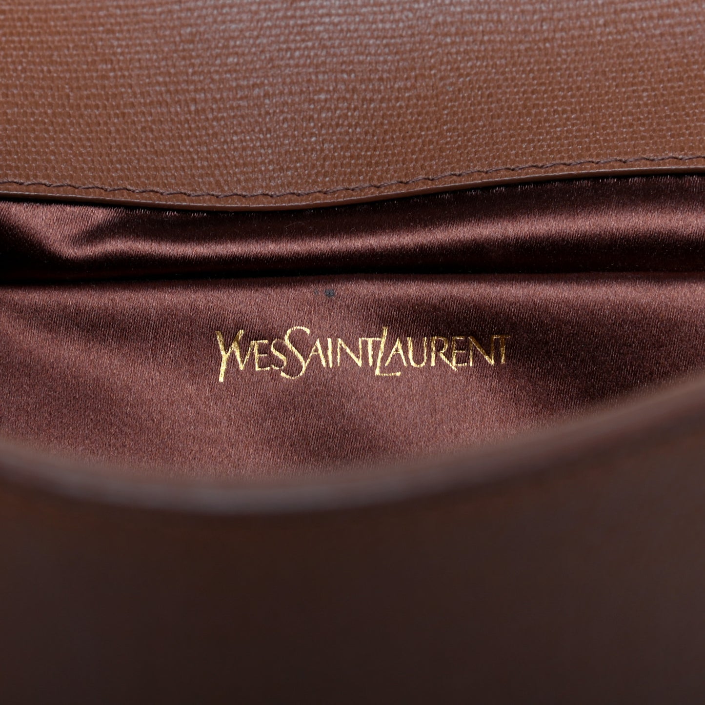 Textured Calfskin Y Ligne Clutch Brown