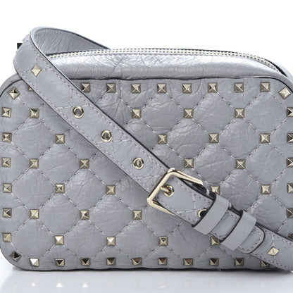 Valentino Garavani Craquele Nappa Rockstud Spike Camera Crossbody Bag Pastel Grey 7 of 10