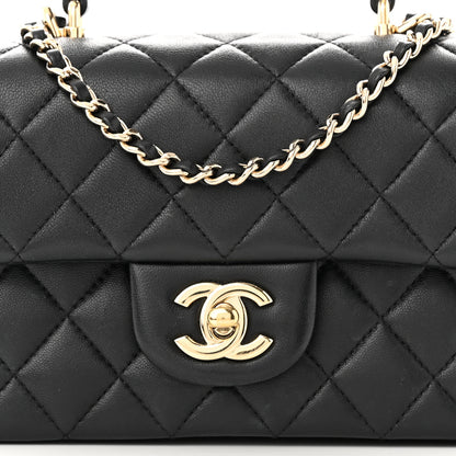 Chanel Lambskin Quilted Mini Top Handle Rectangular Flap Black 8 of 14