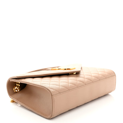 Saint Laurent Grain De Poudre Textured Mixed Matelasse Medium Triquilt Monogram Satchel Dark Latte 4 of 9