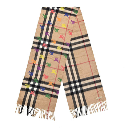 Burberry Cashmere Giant Check EKD Fringe Scarf Camel Multicolor 3 of 5