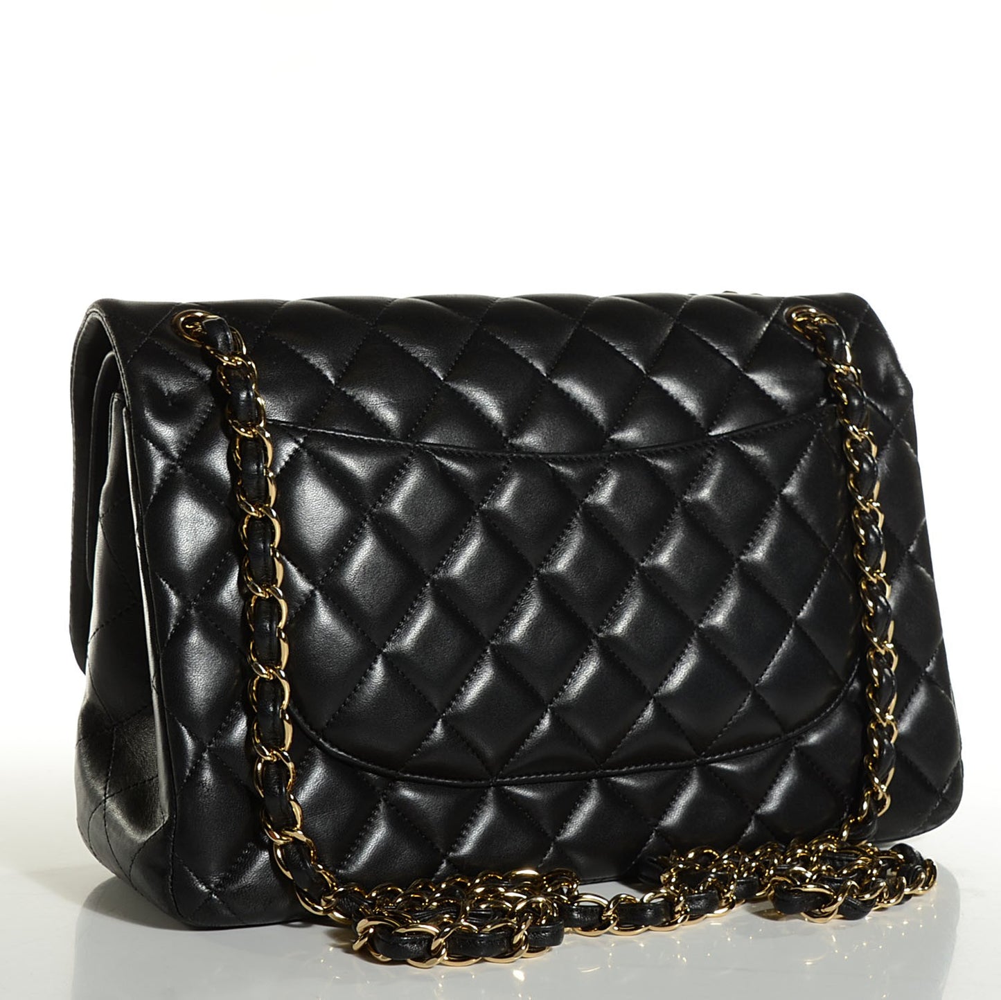 Lambskin Quilted Jumbo Double Flap Black