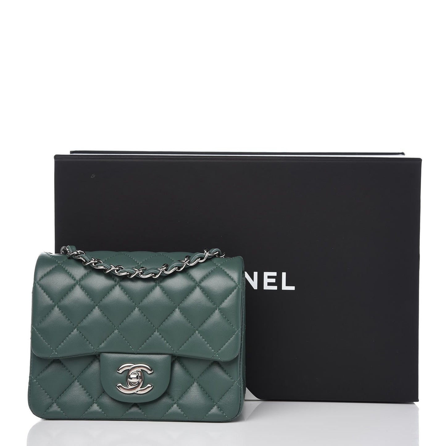 Lambskin Quilted Mini Square Flap Green