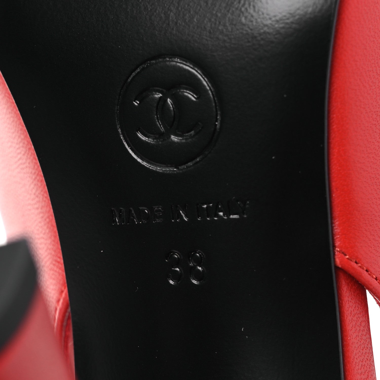 Chanel Lambskin Slingback Pumps 38 Red Black 8 of 11