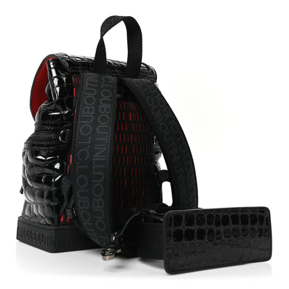Christian Louboutin Calfskin Alligator Embossed Small Explorafunk Backpack Black 3 of 9