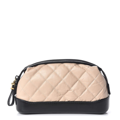 Chanel Aged Calfskin Quilted Gabrielle Cosmetic Case Beige Black 1 of 10