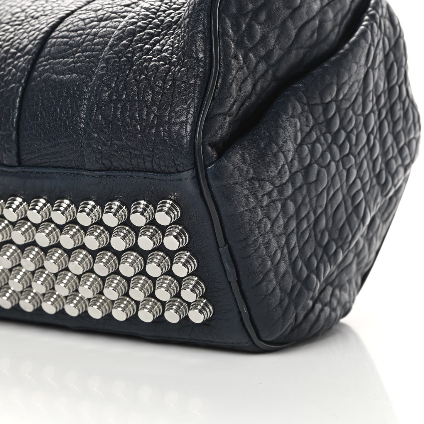 Pebbled Lambskin Rocco Navy Silver Hardware