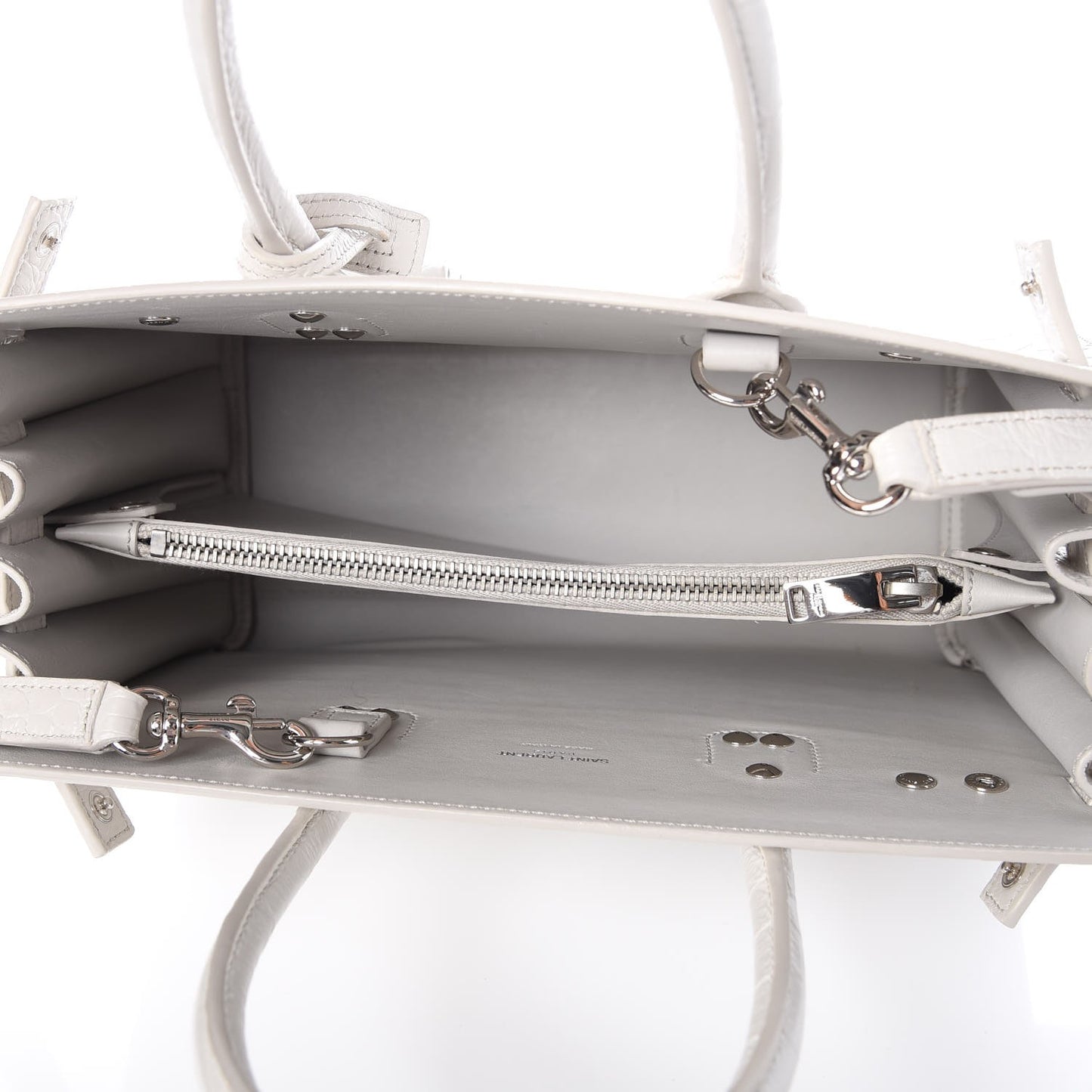 Calfskin Crocodile Embossed Baby Sac De Jour Gris Perle