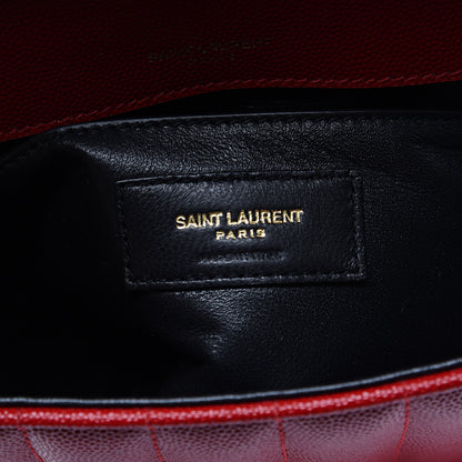 Saint Laurent Grain De Poudre Matelasse Monogram Medium Vicky Chain Bag Red 6 of 10