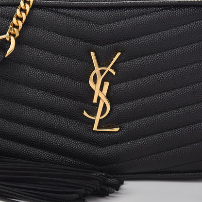 Saint Laurent Grain De Poudre Matelasse Monogram Mini Lou Camera Bag Black 8 of 10