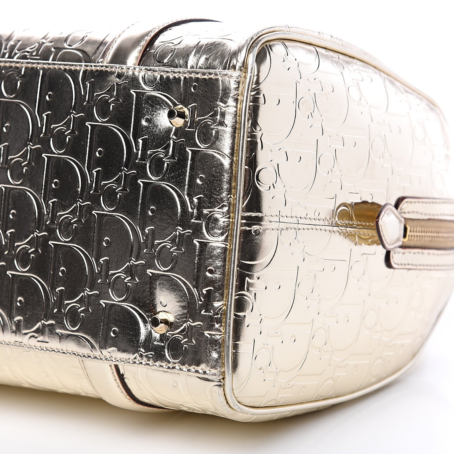 Christian Dior Metallic Patent Monogram Bowler Gold 8 of 10