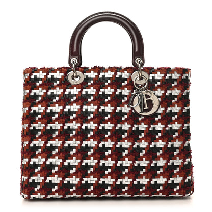 Christian Dior Lambskin Woven Tweed Large Lady Dior Red Multicolor 1 of 12