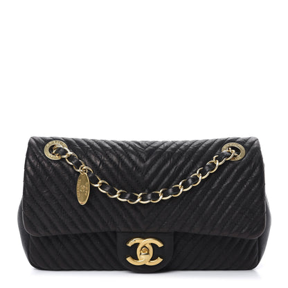 Chanel Calfskin Surpique Chevron Small Flap Black 1 of 11