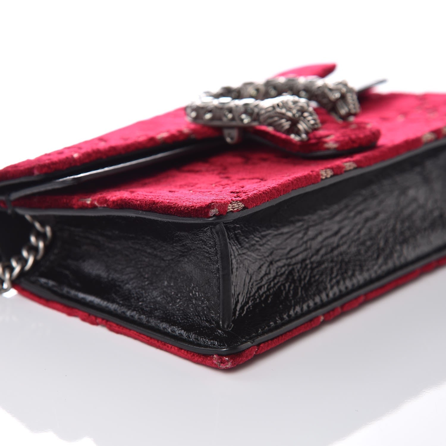 Gucci Velvet GG Monogram Super Mini Dionysus Shoulder Bag Red Cipria Black 7 of 11