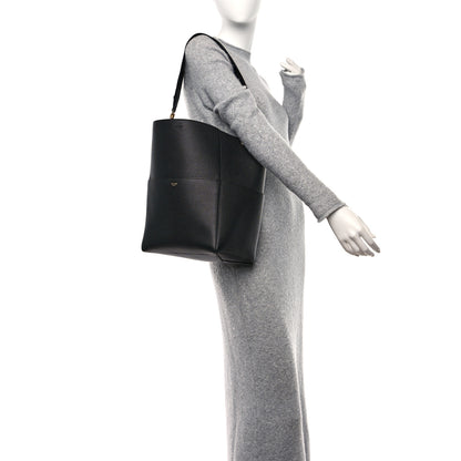 Celine Soft Grained Calfskin Sangle Bucket Bag Black 2 of 8
