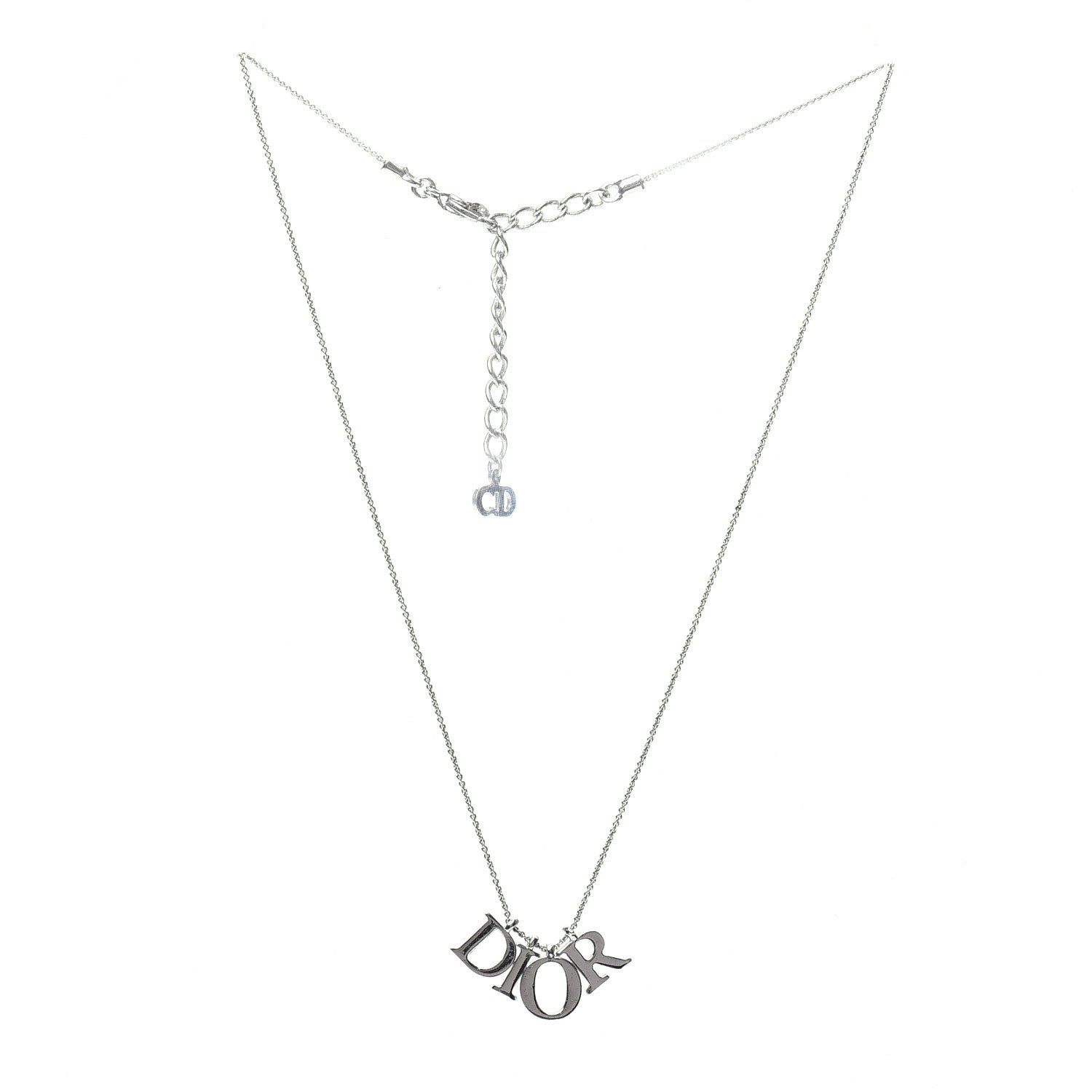 Christian Dior Metal Logo Necklace Silver 3 of 6