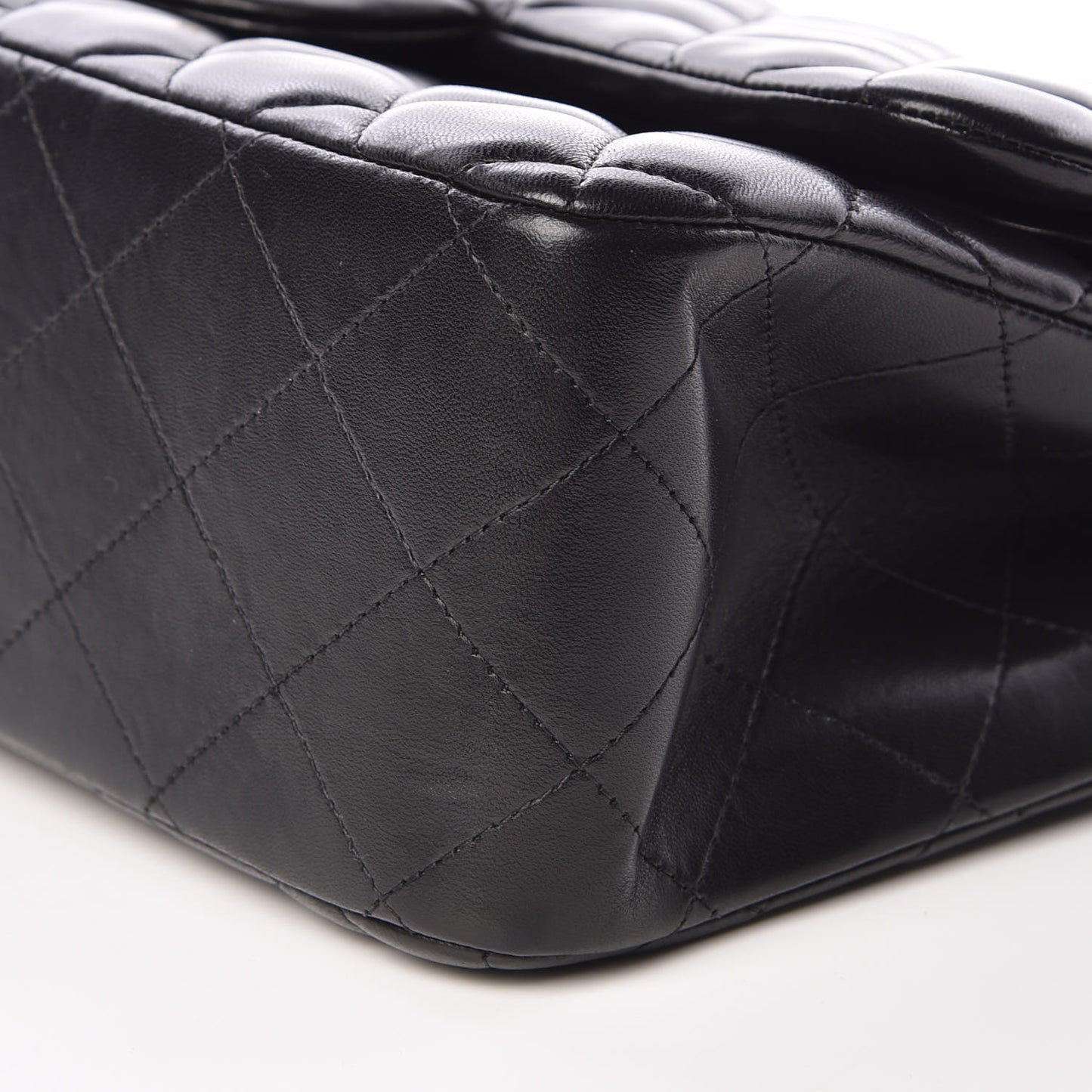 Lambskin Quilted Jumbo Double Flap Black