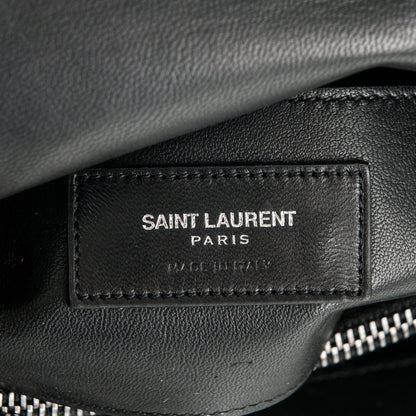 Saint Laurent Suede Matelasse Chevron Fringe Monogram Medium College Bag Black 6 of 6