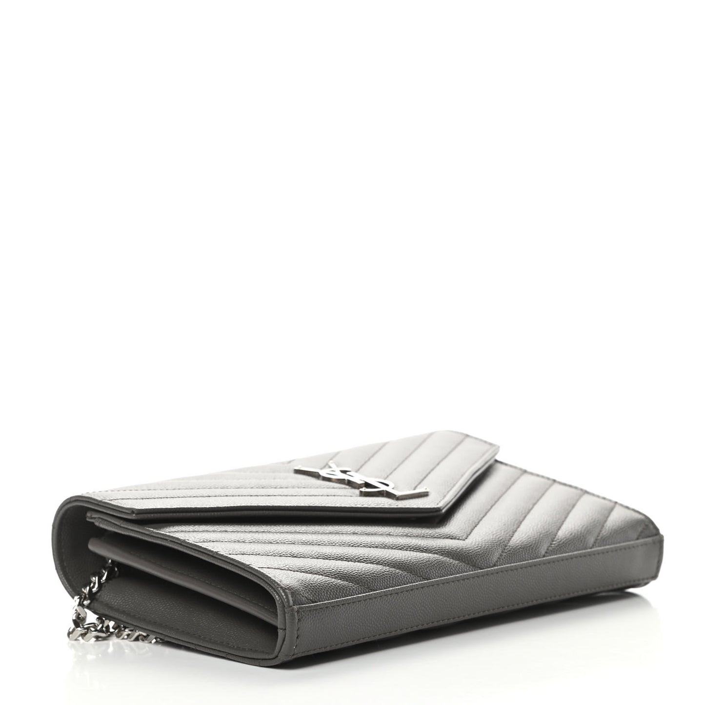 Grain De Poudre Matelasse Chevron Monogram Chain Wallet Grey
