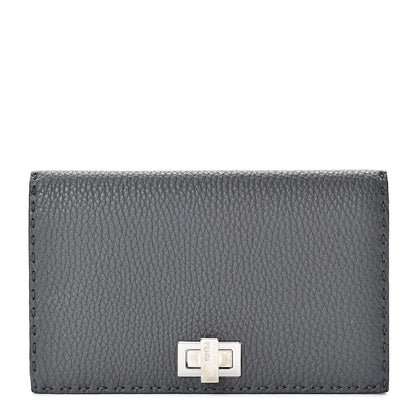 Fendi Cuoio Romano Selleria Mini Peekaboo Clutch Wallet Asfalto 1 of 11