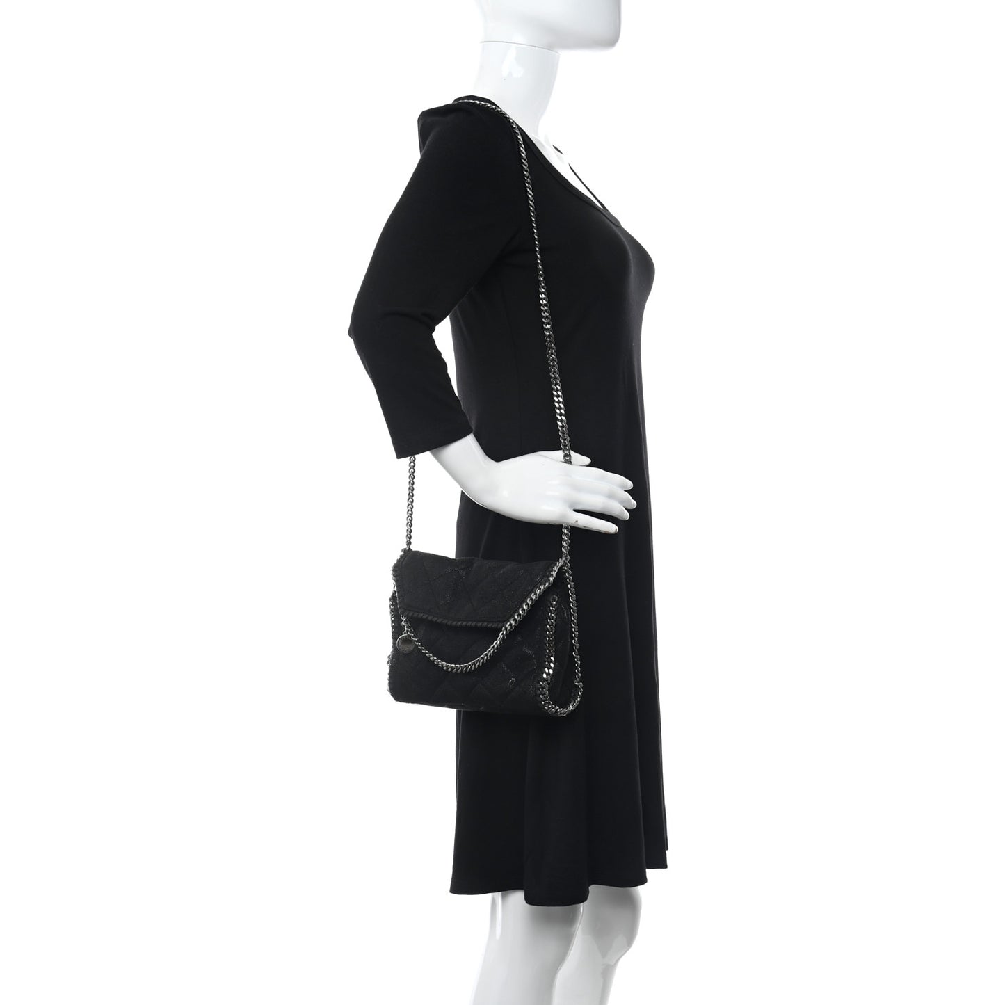 Shaggy Deer Quilted Mini Falabella Tote Black