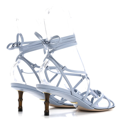 Gucci Nappa Charlotte Bamboo Ankle Wrap Sandals 40 Porcelain Light Blue 5 of 9