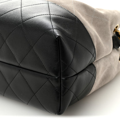 Chanel Suede Calfskin Shiny Lambskin Quilted Small Coco Base Shopping Bag Grey Black 10 of 10