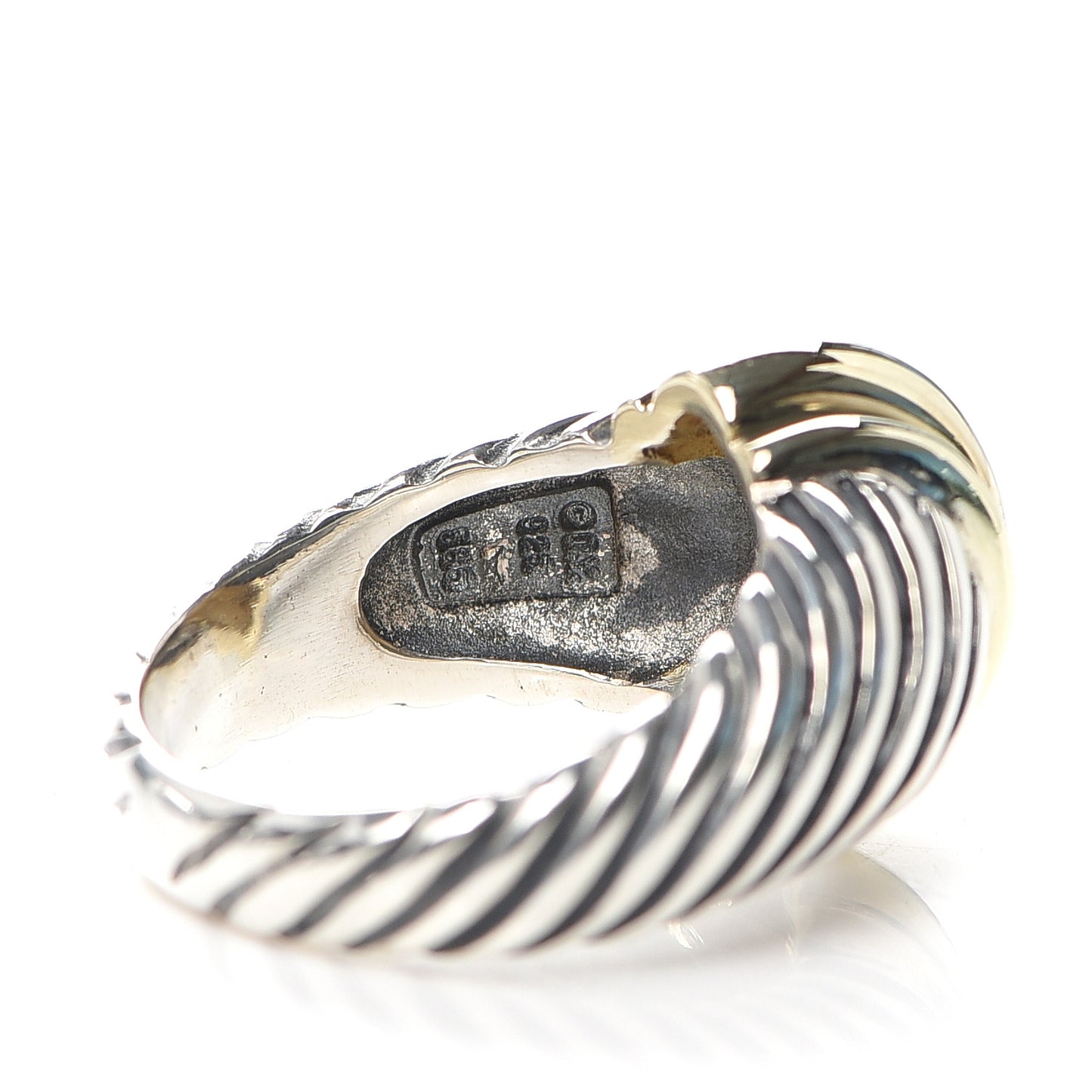 Sterling Silver 14K Yellow Gold Cable Station Ring 54 7