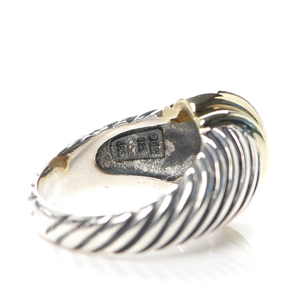 David Yurman Sterling Silver 14K Yellow Gold Cable Station Ring 54 7 4 of 4
