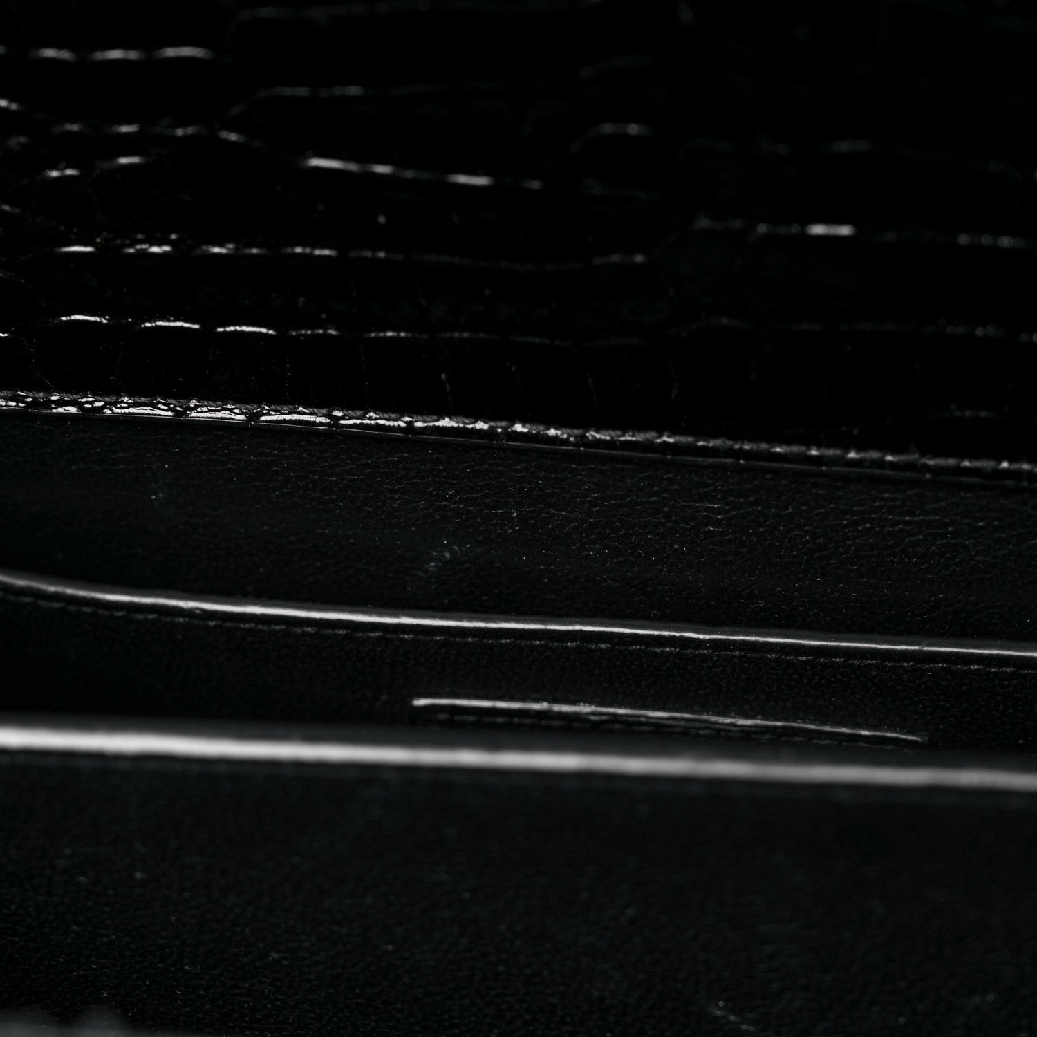 Saint Laurent Calfskin Crocodile Embossed Medium Classic Monogram Cassandra Top Handle Black 13 of 19