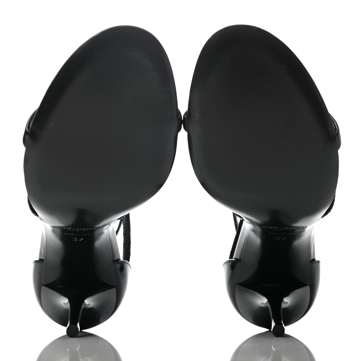 Saint Laurent Patent Cassandra 100 Ankle Strap Sandals 37 Black 4 of 5