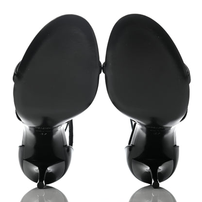 Saint Laurent Patent Cassandra 100 Ankle Strap Sandals 37 Black 4 of 5