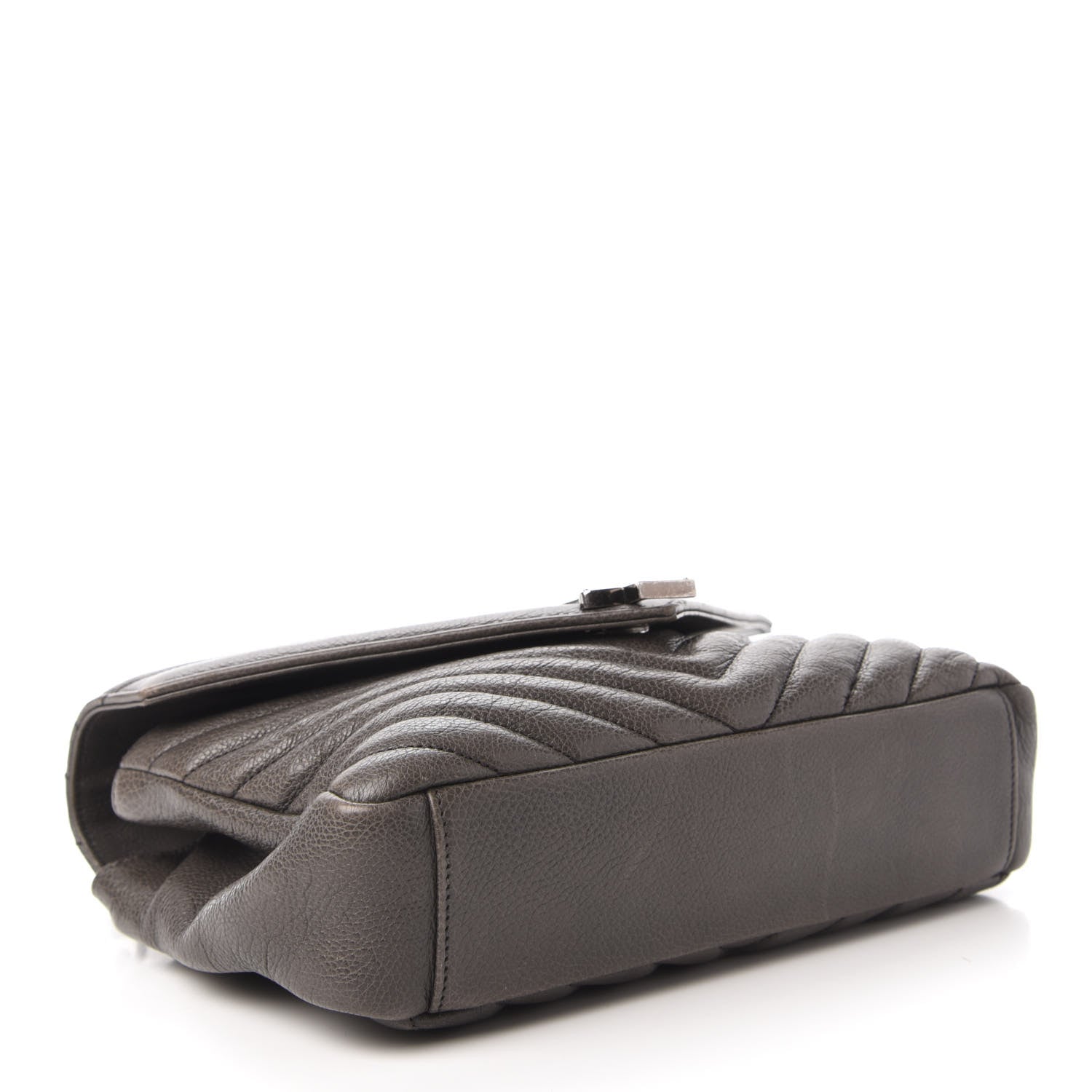 Saint Laurent Sheepskin Matelasse Chevron Monogram Medium College Bag Light Coal 4 of 9