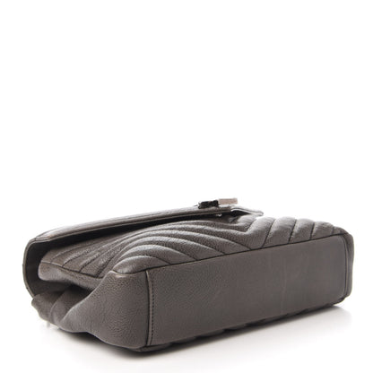 Saint Laurent Sheepskin Matelasse Chevron Monogram Medium College Bag Light Coal 4 of 9