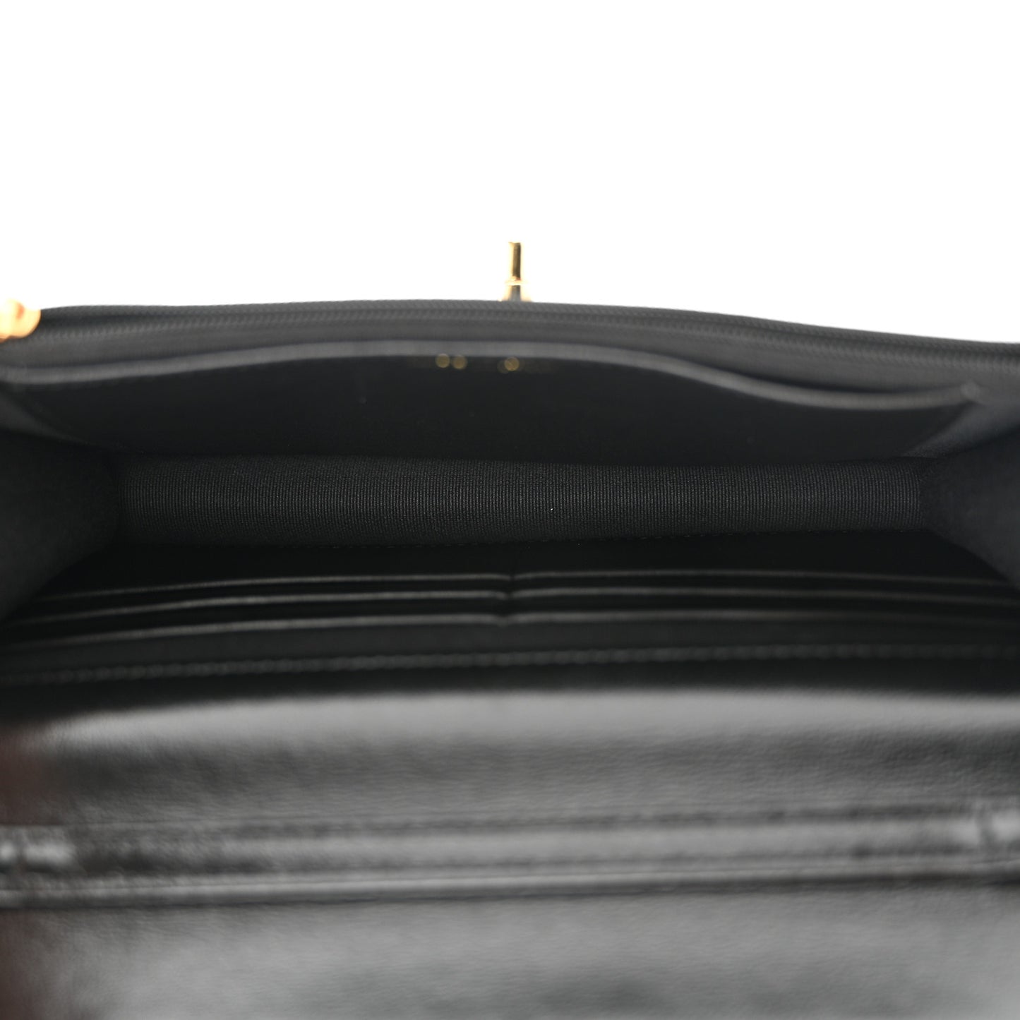Shiny Lambskin Quilted Golden Links Wallet On Chain WOC Black
