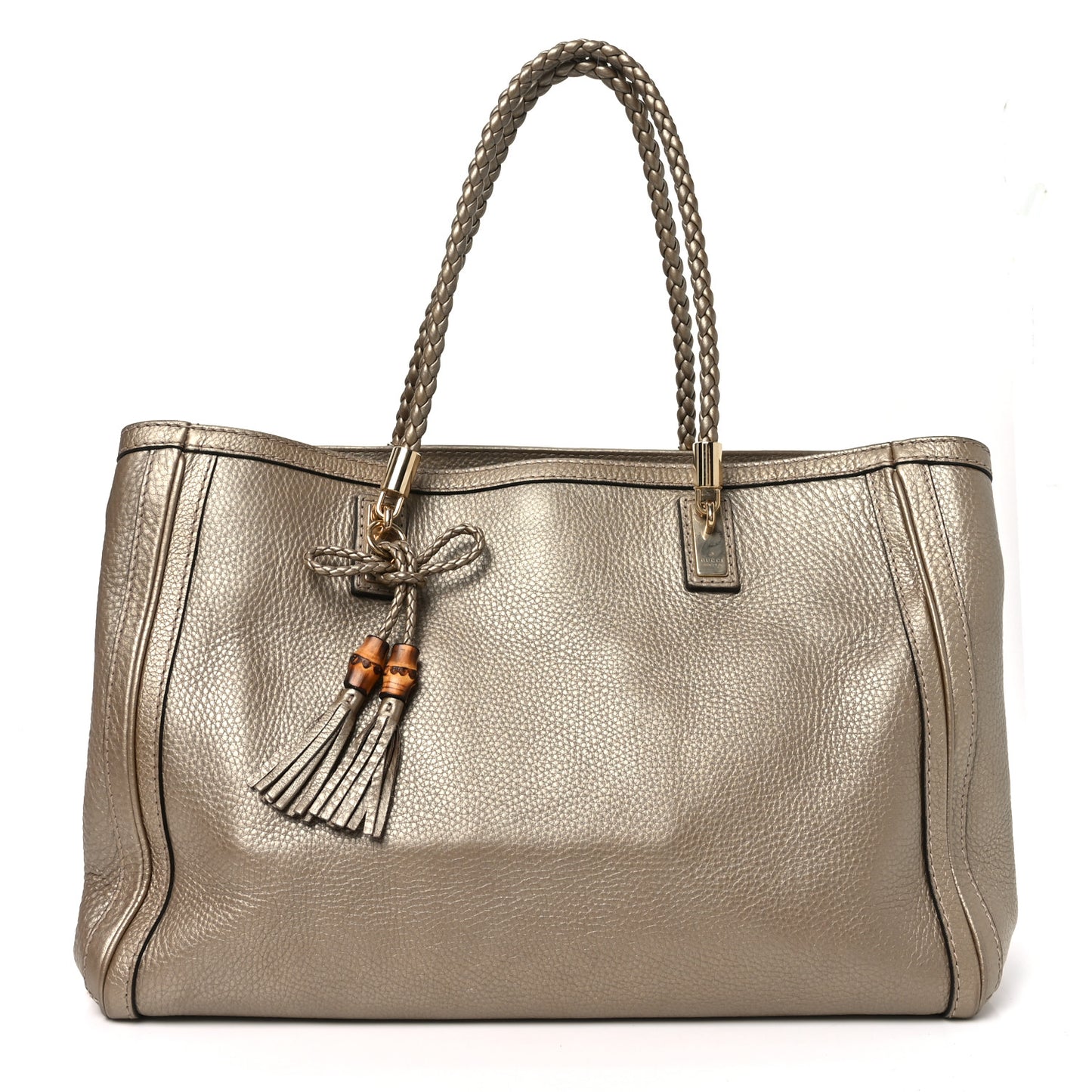 Metallic Pebbled Calfskin Medium Bella Tote Gold