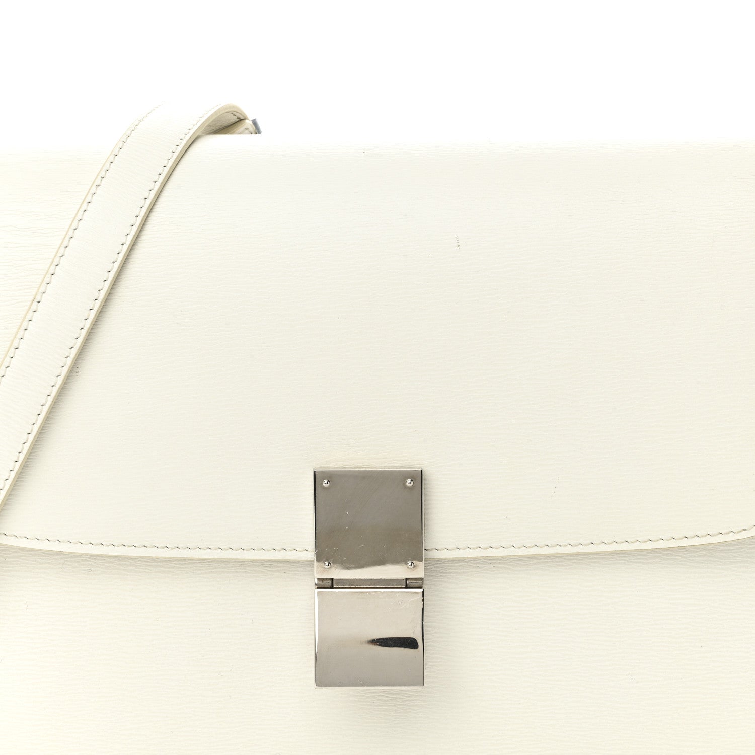 Celine Liege Calfskin Medium Classic Box Flap Bag White White 8 of 10