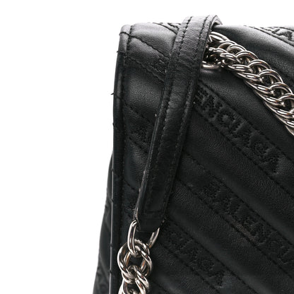 Balenciaga Calfskin Logo Matelasse Large BB Flap Chain Shoulder Bag Black 12 of 14