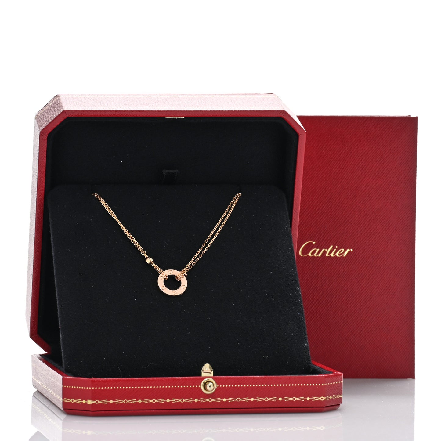 18K Pink Gold 2 Diamond LOVE Necklace