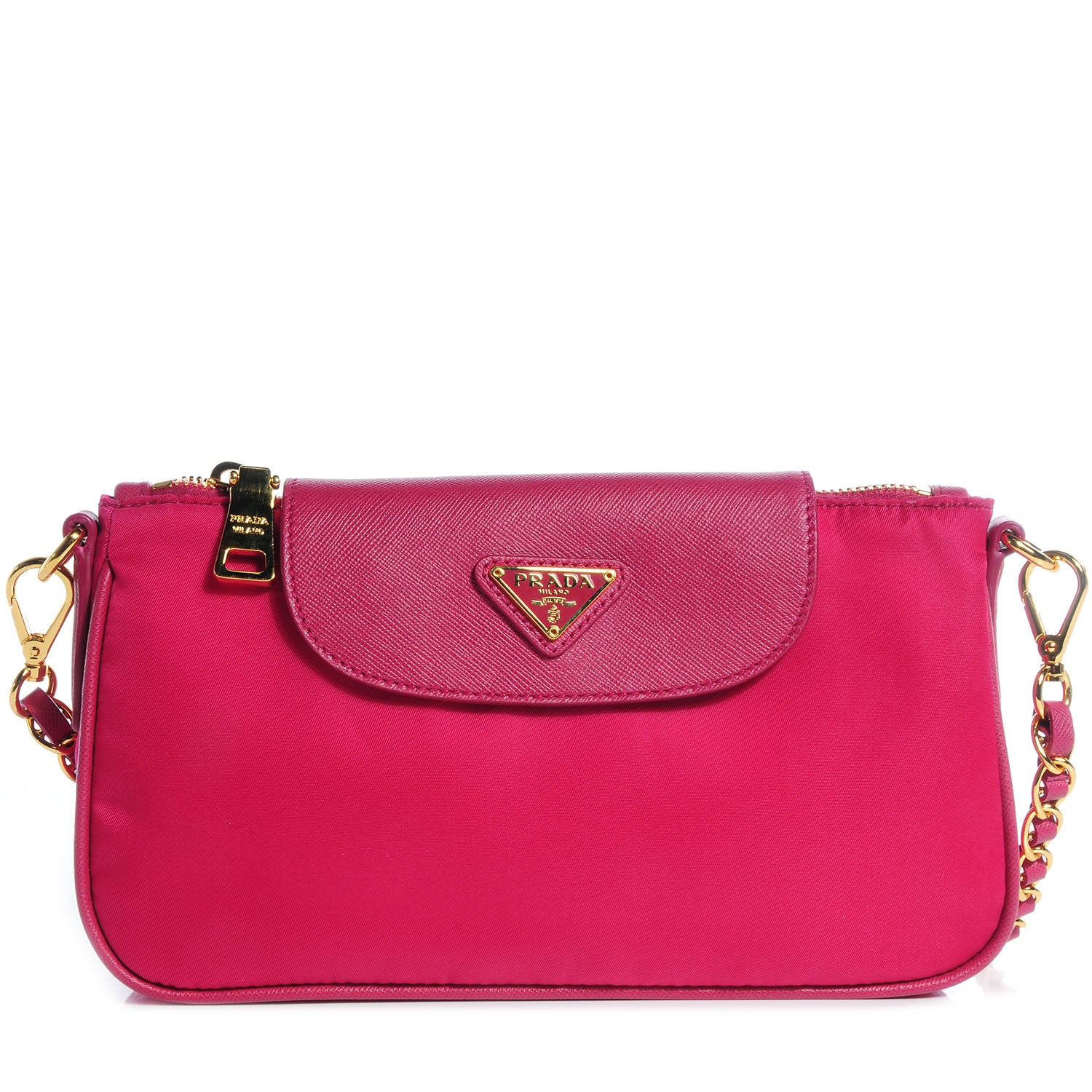 Prada Tessuto Nylon Saffiano Crossbody Bag Ibisco 1 of 10
