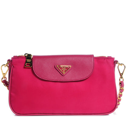 Prada Tessuto Nylon Saffiano Crossbody Bag Ibisco 1 of 10