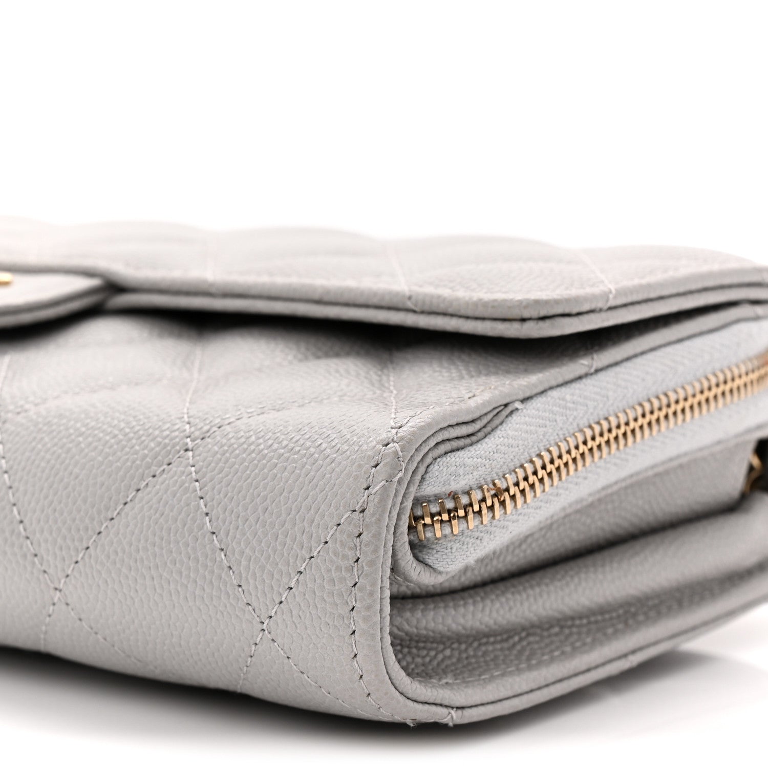 Chanel Caviar Quilted Phone Holder Wallet on Removable Chain Grey 12 of 13