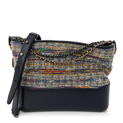 Chanel Tweed Calfskin Quilted Medium Gabrielle Hobo Navy 1 of 13